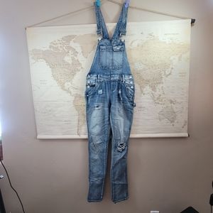 Indigo Rein Denim Overalls woman's size 1/24 distressed bibs